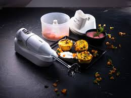 Blender ręczny Bamix Deluxe M160 z młynkiem w zestawie - srebrny - Outlet