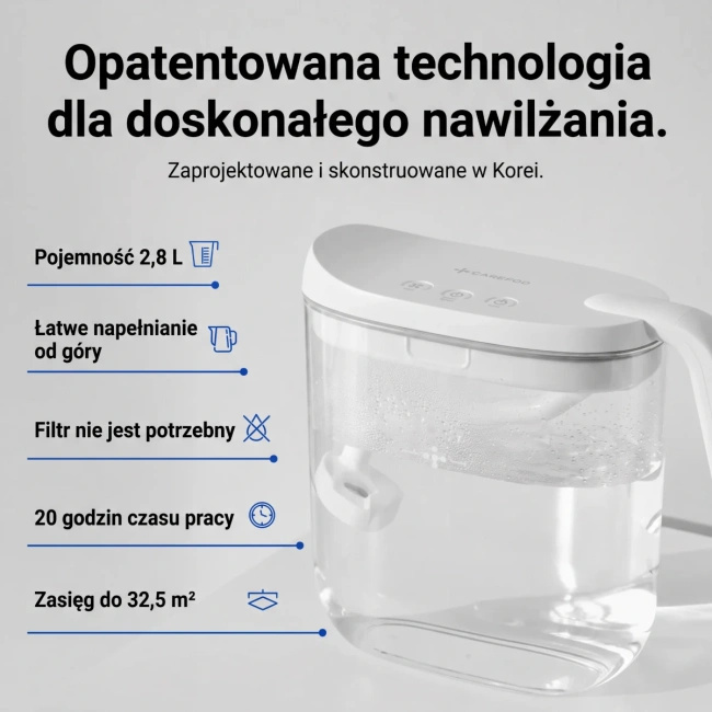 Carepod Mini nawilżacz powietrza ze stali nierdzewnej, do 32,5 m²