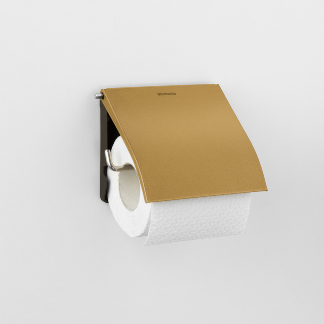 Brabantia uchwyt na papier toaletowy Renew Warm Gold zabudowany montaż wkręty taśma