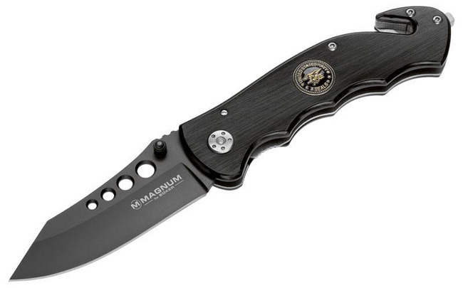 Nóż składany Boker Magnum USN Seals 01MB856 z godłem Navy SEALs i zbijakiem do szyb