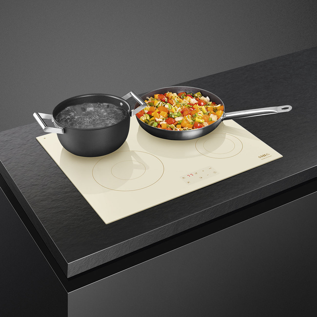 Smeg - Płyta indukcyjna, 60 cm, prosta krawędź Coloniale Si2641dp Kremowe szkło