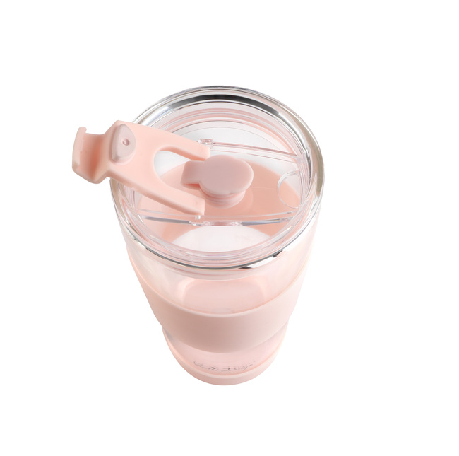 Kubek Termiczny Szklany Ze Słomką 600 Ml Różowy Fuori - Vialli Design