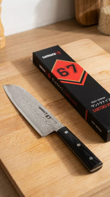 Samura Damascus 67 Nóż Santoku Hollow Ground 18 cm z Rękojeścią z Mikarty