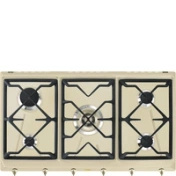 Smeg - Płyta Gazowa, 90 Cm, Coloniale Coloniale SRV896Pogh Kremowy (Pokrętła W Kolorze Mosiężnym)