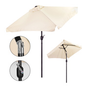 Prostokątny Duży Parasol Ogrodowy Skośny Łamany Z Korbą Beżowy 200 X 140 Cm