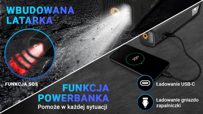 Odkurzacz samochodowy Extralink EX.27672 z kompresorem, akumulatorowy, 4000 Pa