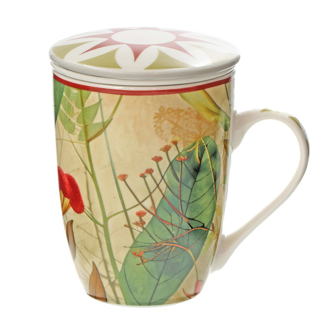 Kubki z zaparzaczem Rose&Tulipani Mirabilia, czerwone, porcelana, 300 ml, zestaw 4 szt.