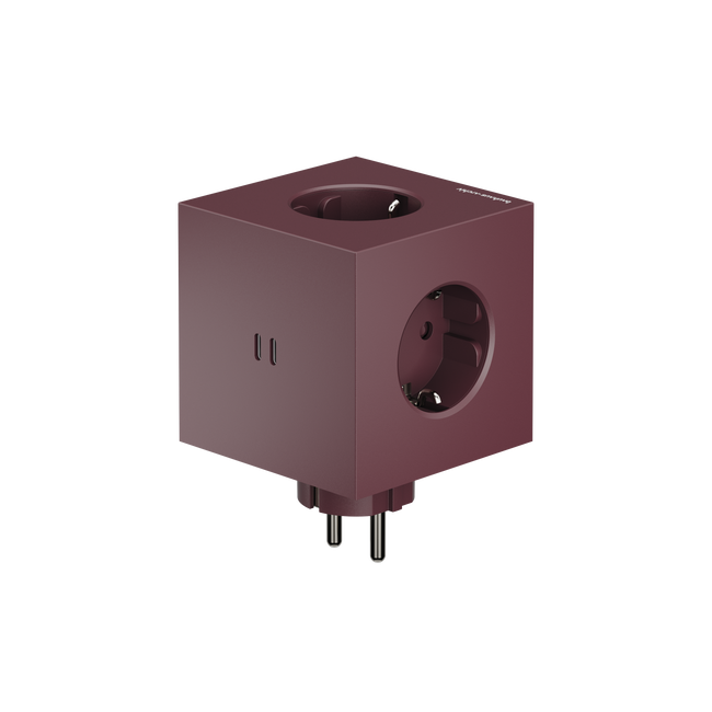 rozszerzacze gniazd elektrycznych 2 gniazda z podwójnym usb-c 30 W Square bordowy - Avolt