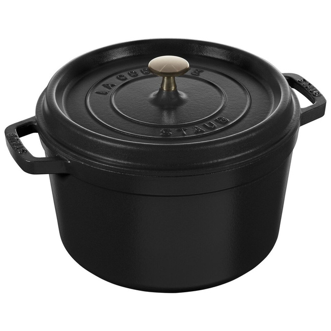 Staub La Cocotte Garnek Żeliwny Okrągły Wysoki 4.8 Ltr, Czarny