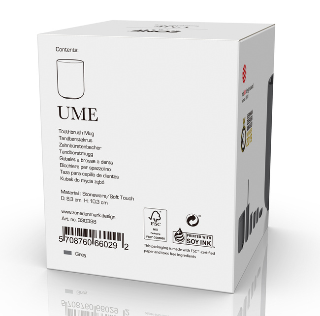 Kubek na szczoteczki do zębów Ume Grey 330398 - Zone Denmark