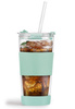 Kubek termiczny szklany ze słomką 600 ml miętowy Fuori 30428 - Vialli Design