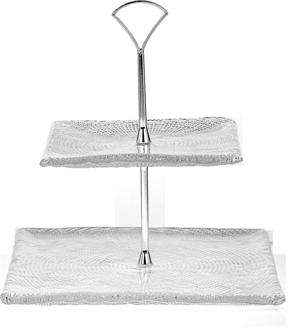 Patera na ciasto 2-piętrowa kwadratowa Ivv 28 cm