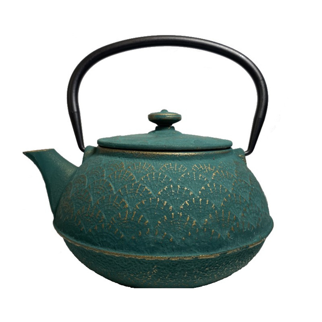 Dzbanek do herbaty żeliwny 0,8l Wave zielono-złoty - Zest for Life
