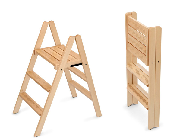 Stołek drabinka Arredamenti Dorotea, 2 stopnie z drewna bukowego, 83 cm, brązowy