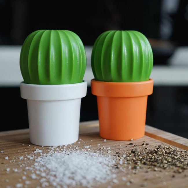 Młynek do soli i pieprzu Qualy Tasty Cactus, biało-zielony