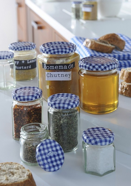 Słoik sześciokątny Kilner Made In England 110 ml z pokrywką w kratkę