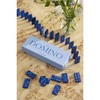 Domino Printworks, jasnoniebieskie, drewniane kostki w pudełku