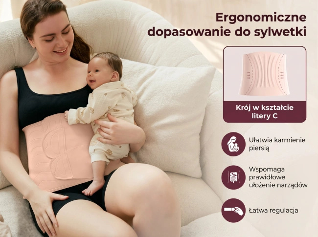 Pas poporodowy Momcozy ErgoWrap Belly Band, rozmiar M, cielisty