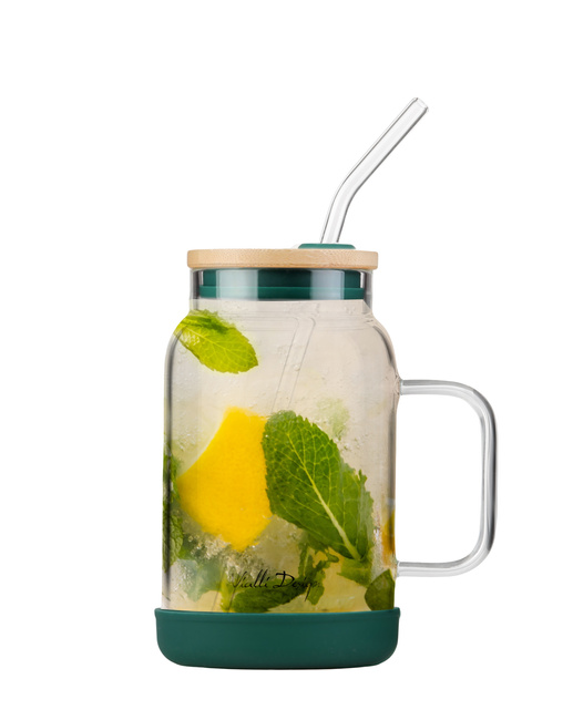 Słoik ze słomką 600 ml Zielony Fuori 29828 - Vialli Design