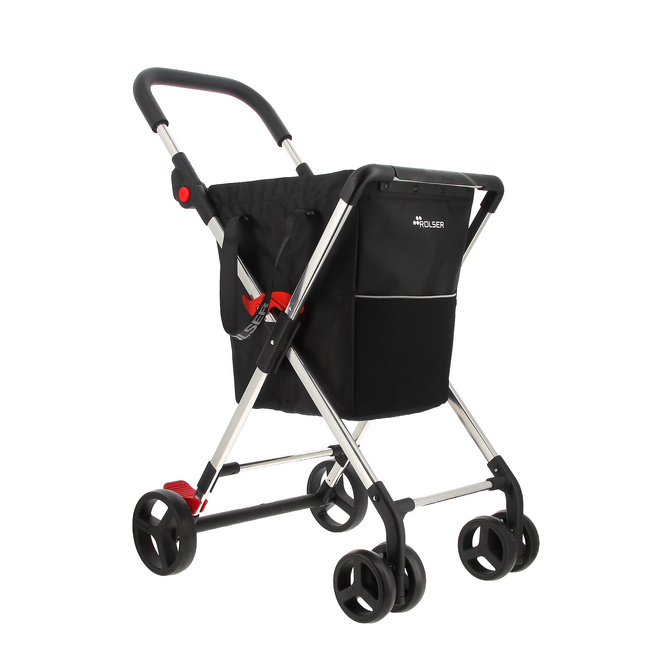 Wózek na zakupy Rolser Mini Basket MF M4B, czarny, 4 koła, torba 40 do 59 l