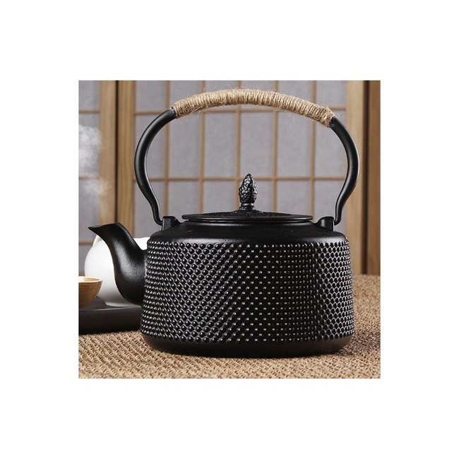 Dzbanek do herbaty żeliwny 0,85l String czarny - Zest for Life