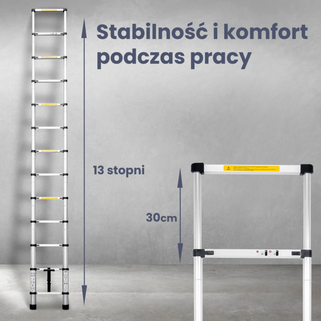 EXTRALINK Drabina teleskopowa LAD38ST 3,8 m do prac budowlanych lekka i wytrzymała