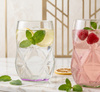Szklanki Vialli Design Geo Fondo Pink 32163 z różowym dnem, 4 x 450 ml