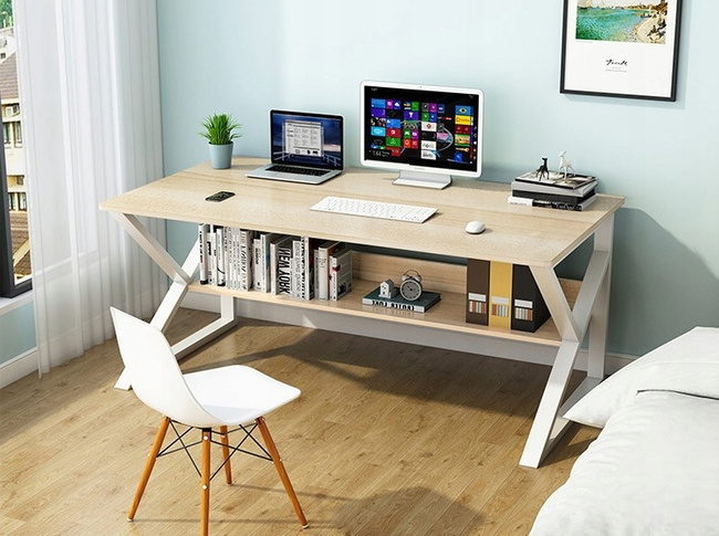 Biurko komputerowe, biurowe z półką 100x60cm - E-Carla