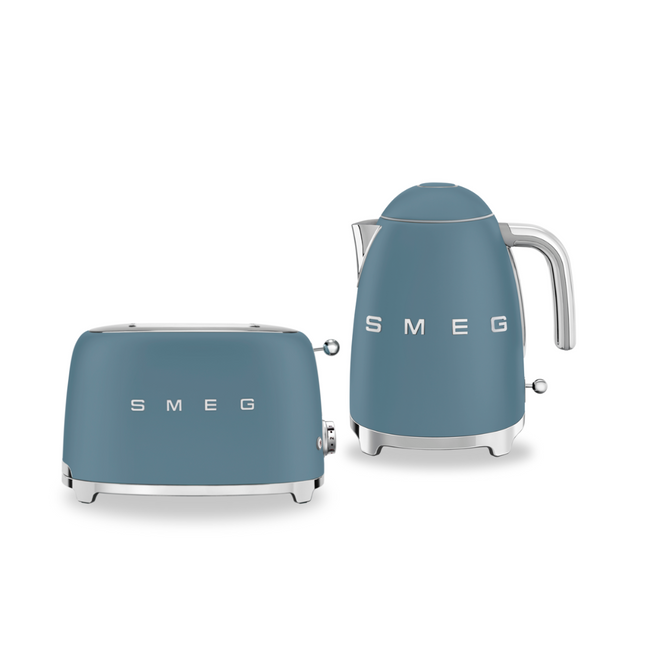 Zestaw Smeg - Czajnik + Toster na 2 kromki storm blue (mat)