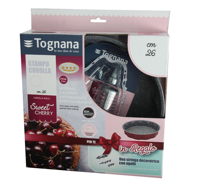 Okrągła blacha bordowa 26cm i zestaw do dekoracji - Tognana