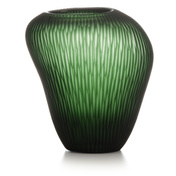 Wazon rzeźbiony 23 cm zielone szkło Ivv