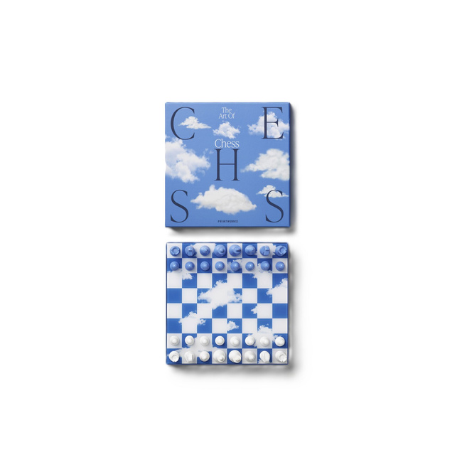 Szachy Printworks Chess Clouds, drewniane figury, plansza z akrylem, wzór chmur
