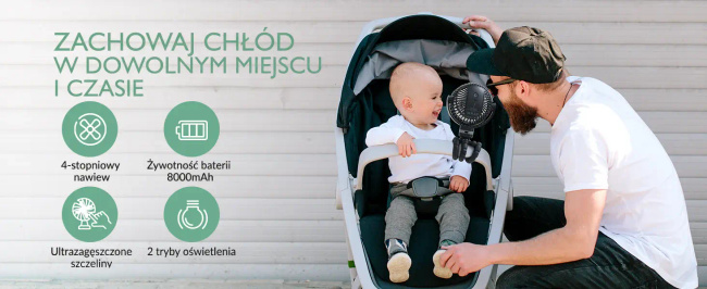 Momcozy Pf01 Portable Stroller Fan | Wiatraczek do wózka | Przenośny, różowy