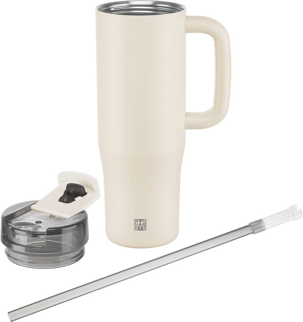 Thermo Plus Kubek termiczny ze słomką - 900 ml, kremowy - Zwilling