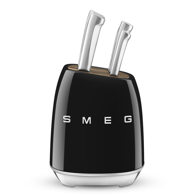 Smeg - Blok z zestawem 6 noży z niemieckiej stali nierdzewnej 50's Style KBSF02BL Czarny