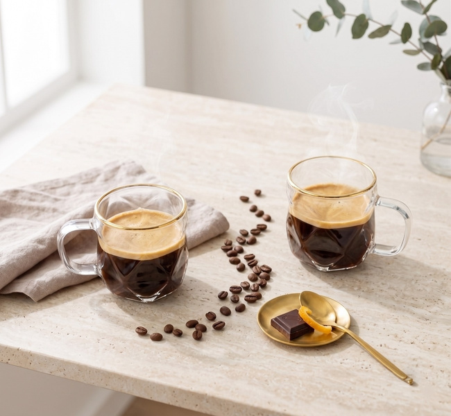 Filiżanki do espresso 120 ml ze złotym rantem Geo Gold - Vialli Design