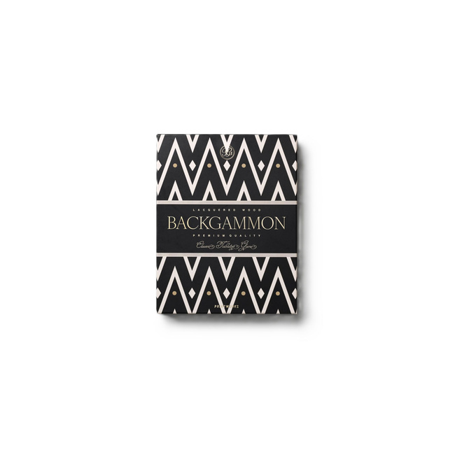 Backgammon Printworks lakierowany, czarny, eklektyczny wzór, drewniana plansza