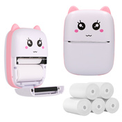 Mini drukarka termiczna Extralink EPP-001 różowa z 5 rolkami zwykłego papieru