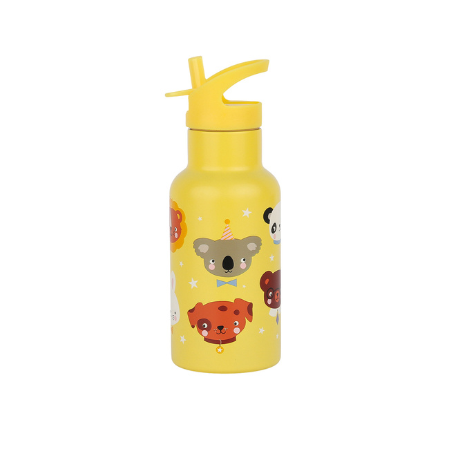 Butelka termiczna dla dzieci A Little Lovely Company Animal Friends 350 ml, żółta