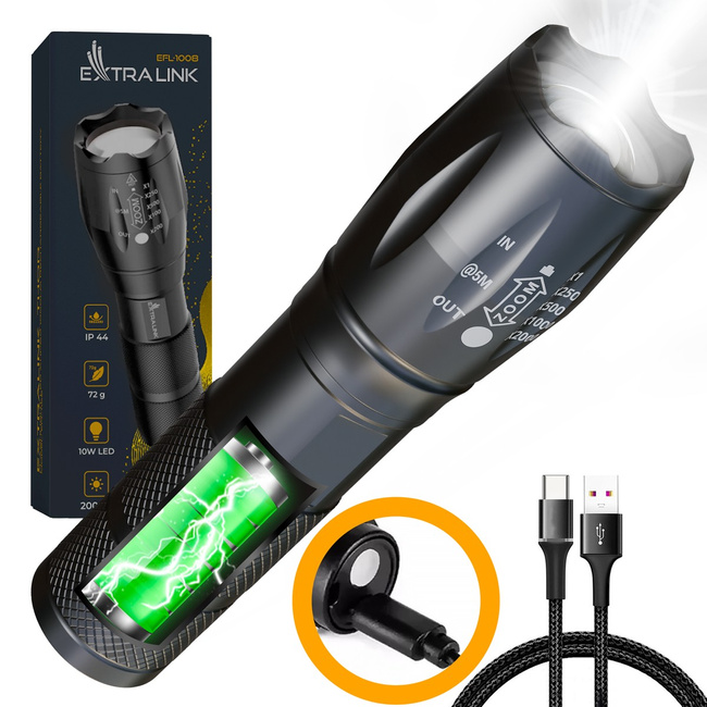 Extralink Efl-1031 Odin | Latarka Led | Wbudowany akumulator, 10W, 400lm