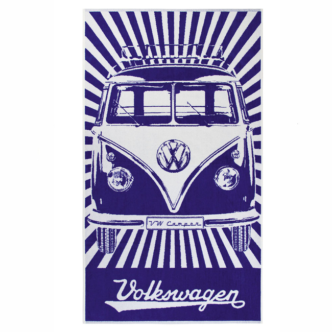 Vw Ręcznik plażowy, bawełniany, Bus Stripes/Blue