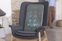 Mata masująca Shiatsu na fotel CozyShiatsu 113x40 18W | Nakładka z podgrzewaniem lędźwi i 4 żelowymi głowicami, szara