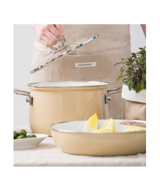 Garnek Riess wysoki z pokrywą 6,5l 24cm Avorio