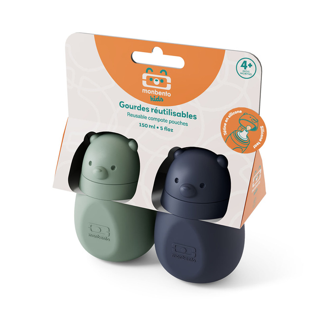 Monbento silikonowe tubki na musy dla dzieci Yummy 150 ml 2 szt. zielony/niebieski