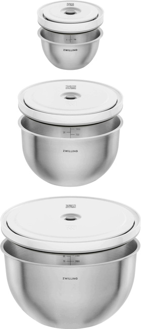 Zestaw 3 misek stalowych z pokrywkami próżniowymi ZWILLING Fresh & Save, 0,35, 1,75 i 4 l