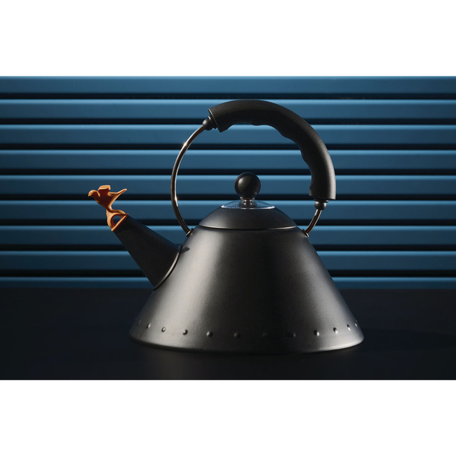 Czajnik z gwizdkiem, Ptaszek, Czarny mat 9093 - Alessi