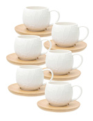 Intavola Zestaw 6 Filiżanek do Kawy ze Spodkami Porcelana 90 ml La Porcellana Bianca