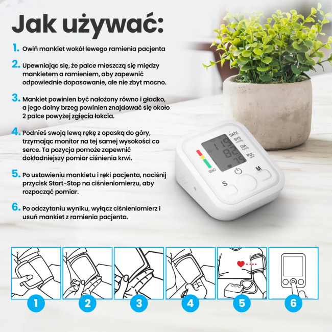 Extralink Smart Life K-4S | Ciśnieniomierz naramienny | Biały
