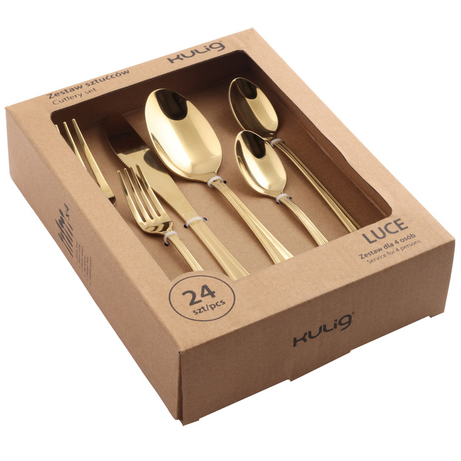 Komplet 24 szt. sztućców dla 4 osób Luce złoty - Kulig