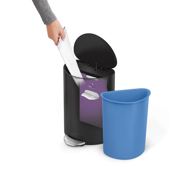 Kosz pedałowy Simplehuman CW2109, 6 l, półokrągły, matowa czerń